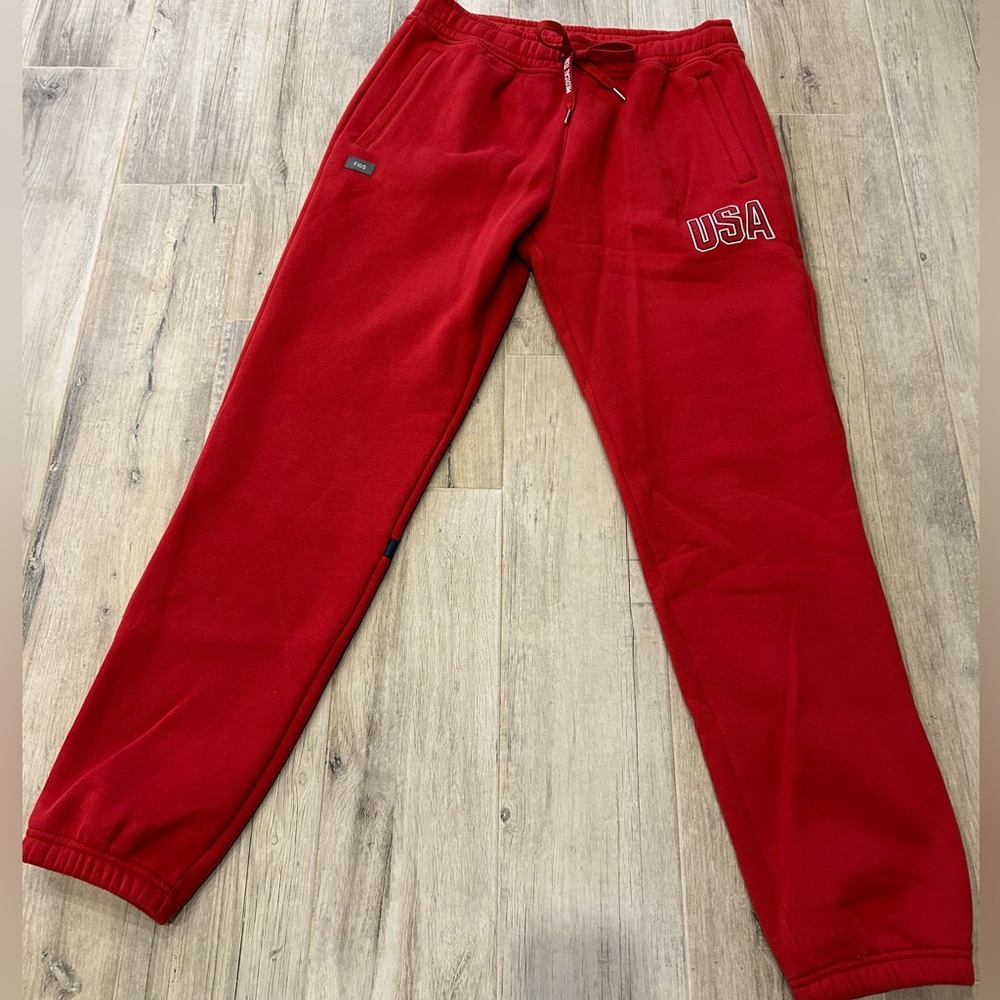 Figs Men's Red USA Fleece Pants